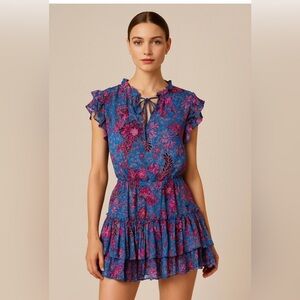 Misa Los Angeles Blue and Pink Floral Mini Dress